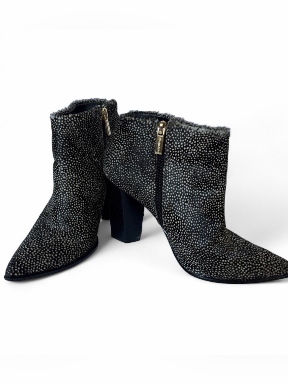 Carrano Anthropologie Pony Hair Ankle Boots Pointed Toe Block Heel Bootie 7